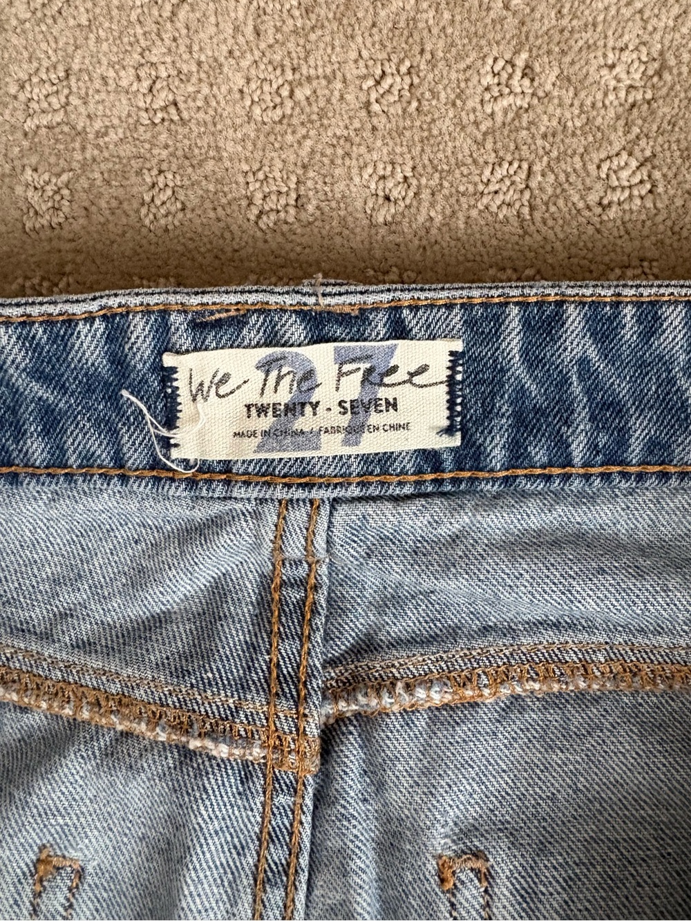 Free People We the Free 100% Cotton Jeans Wide Straight Leg Size 27 Medium Wash - Picture 4 of 11